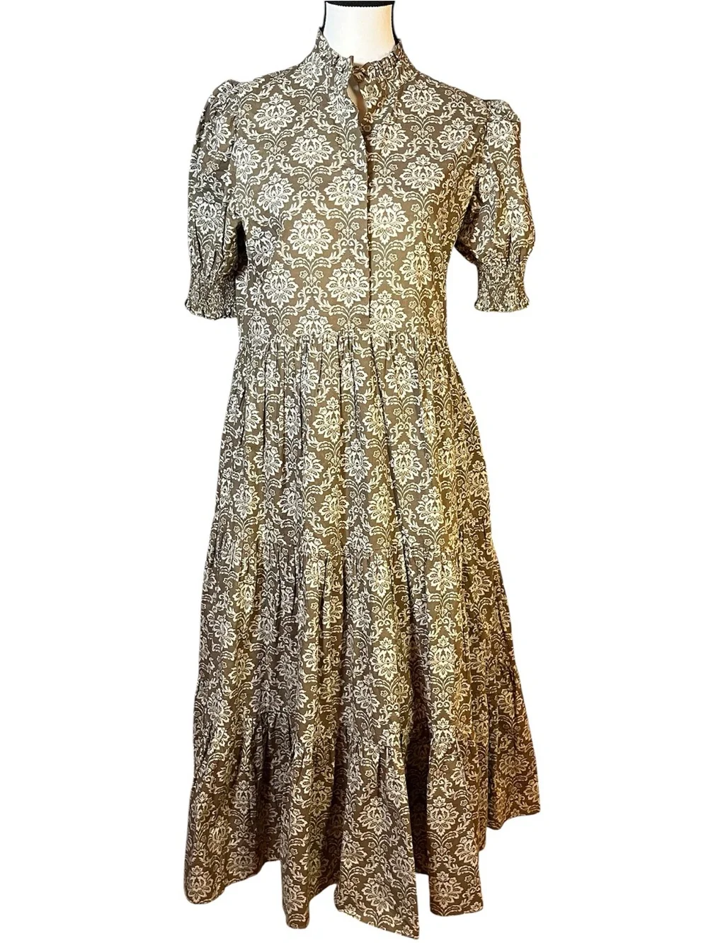 Hyacinth House Tuckernuck Moss Green Printed Bennett Maxi Dress Women’s Size S - Picture 1 of 8